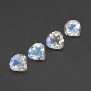 1.53 ct White Rainbow Moonstone Stone, Natural Rainbow Moonstone in Pear Facet Shape for Sale