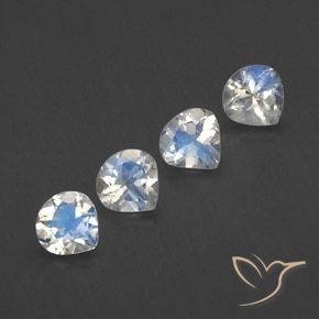 1.53 ctw White Rainbow Moonstone Stones, Natural Rainbow Moonstone in Pear Facet Shape for Sale