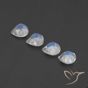 Rainbow Moonstone Gemstones in 5 x 5 mm (calibrated) Size for Sale, Rainbow Moonstone Stones in Bluish White Color
