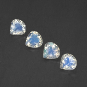 Bluish White Rainbow Moonstone Gem - 0.4ct Pear Facet (ID: 339131)