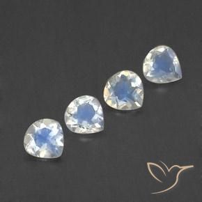 1.46 ctw White Rainbow Moonstone Stones, Natural Rainbow Moonstone in Pear Facet Shape for Sale