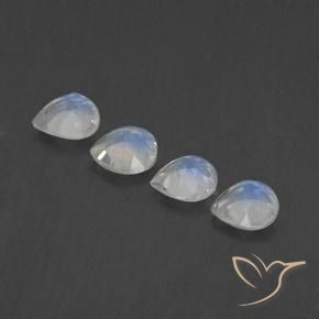 Rainbow Moonstone Gemstones in 5 x 5 mm (calibrated) Size for Sale, Rainbow Moonstone Stones in Bluish White Color