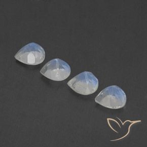 Rainbow Moonstone Gemstones in 5 x 5 mm (calibrated) Size for Sale, Rainbow Moonstone Stones in Bluish White Color