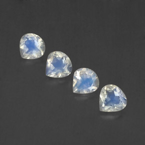 1.37 ctw White Rainbow Moonstone Gemstones, Rainbow Moonstone Gems in Pear Facet Shape for Sale.