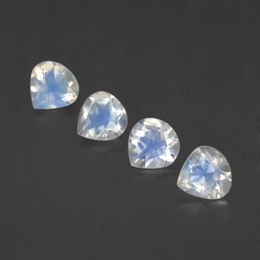 Bluish White Rainbow Moonstone Gem - 0.4ct Pear Facet (ID: 339142)