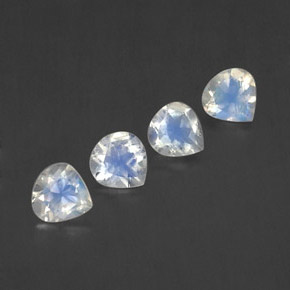 1.43 ctw White Rainbow Moonstone Stones, Natural Rainbow Moonstone in Pear Facet Shape for Sale