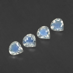 1.19 ct White Rainbow Moonstone Stone, Natural Rainbow Moonstone in Pear Facet Shape for Sale