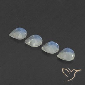 Rainbow Moonstone Gemstones in 5.2 x 5.1 mm Size for Sale, Rainbow Moonstone Stones in Bluish White Color