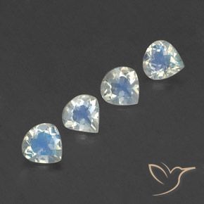1.36 ctw White Rainbow Moonstone Stones, Natural Rainbow Moonstone in Pear Facet Shape for Sale