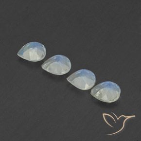 Rainbow Moonstone Gemstones in 5 x 5 mm (calibrated) Size for Sale, Rainbow Moonstone Stones in Bluish White Color