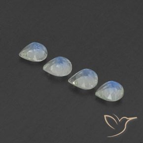 Rainbow Moonstone Gemstones in 5 x 5 mm (calibrated) Size for Sale, Rainbow Moonstone Stones in Bluish White Color