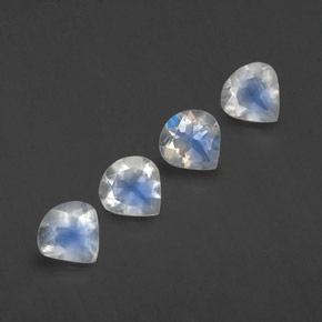 1.55 ctw White Rainbow Moonstone Stones, Natural Rainbow Moonstone in Pear Facet Shape for Sale