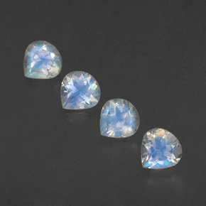 1.53 ct White Rainbow Moonstone Gemstone, Rainbow Moonstone Gem in Pear Facet Shape for Sale.