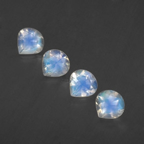 1.54 ct White Rainbow Moonstone Gemstone, Rainbow Moonstone Gem in Pear Facet Shape for Sale.