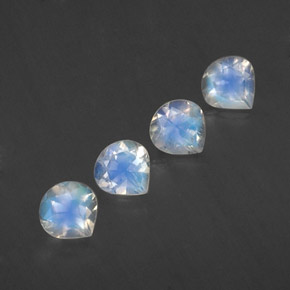 1.54 ct White Rainbow Moonstone Stone, Natural Rainbow Moonstone in Pear Facet Shape for Sale