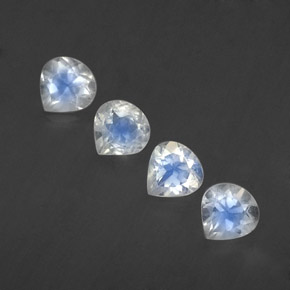 1.67 ctw White Rainbow Moonstone Gemstones, Rainbow Moonstone Gems in Pear Facet Shape for Sale.