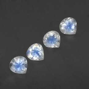 1.67 ctw White Rainbow Moonstone Stones, Natural Rainbow Moonstone in Pear Facet Shape for Sale