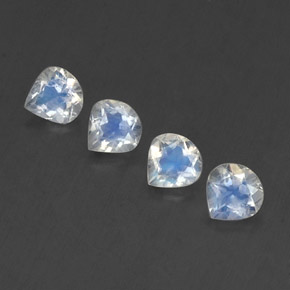 0.4 carat (4 pcs) Pear 5.1x5.1 mm White Rainbow Moonstone Gemstones