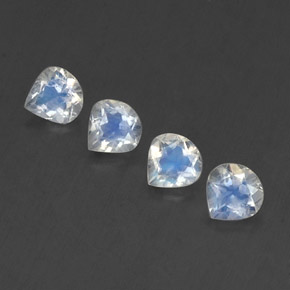 1.49 ctw White Rainbow Moonstone Gemstones, Rainbow Moonstone Gems in Pear Facet Shape for Sale.