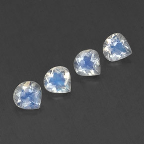 1.49 ctw White Rainbow Moonstone Stones, Natural Rainbow Moonstone in Pear Facet Shape for Sale