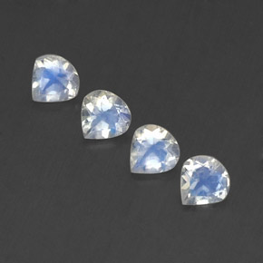 1.37 ctw White Rainbow Moonstone Gemstones, Rainbow Moonstone Gems in Pear Facet Shape for Sale.
