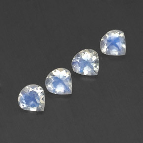 1.37 ctw White Rainbow Moonstone Stones, Natural Rainbow Moonstone in Pear Facet Shape for Sale