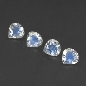 1.39 ctw White Rainbow Moonstone Gemstones, Rainbow Moonstone Gems in Pear Facet Shape for Sale.