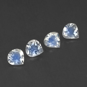 1.39 ctw White Rainbow Moonstone Stones, Natural Rainbow Moonstone in Pear Facet Shape for Sale