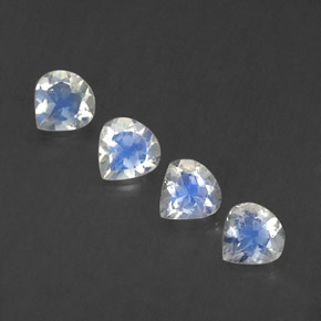 1.40 ct White Rainbow Moonstone Gemstone, Rainbow Moonstone Gem in Pear Facet Shape for Sale.