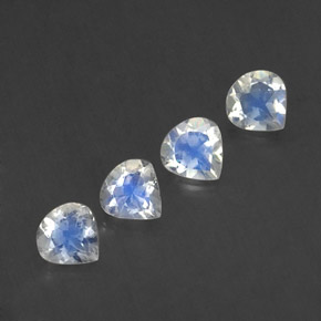 1.40 ct White Rainbow Moonstone Stone, Natural Rainbow Moonstone in Pear Facet Shape for Sale