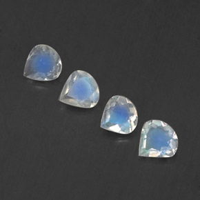 1.09 ct White Rainbow Moonstone Gemstone, Rainbow Moonstone Gem in Pear Facet Shape for Sale.