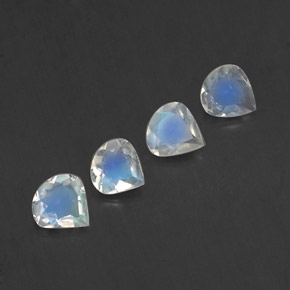 1.09 ct White Rainbow Moonstone Stone, Natural Rainbow Moonstone in Pear Facet Shape for Sale