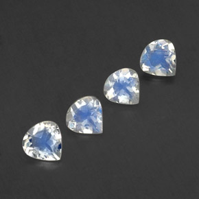 1.30 ctw White Rainbow Moonstone Stones, Natural Rainbow Moonstone in Pear Facet Shape for Sale