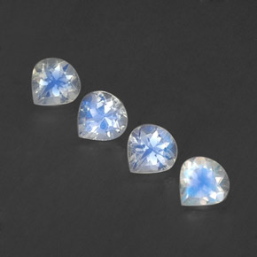 1.58 ct White Rainbow Moonstone Gemstone, Rainbow Moonstone Gem in Pear Facet Shape for Sale.