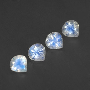 1.58 ct White Rainbow Moonstone Stone, Natural Rainbow Moonstone in Pear Facet Shape for Sale
