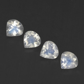1.36 ctw White Rainbow Moonstone Gemstones, Rainbow Moonstone Gems in Pear Facet Shape for Sale.
