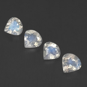 1.35 ctw White Rainbow Moonstone Gemstones, Rainbow Moonstone Gems in Pear Facet Shape for Sale.