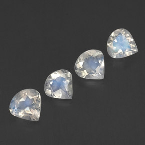 1.35 ctw White Rainbow Moonstone Stones, Natural Rainbow Moonstone in Pear Facet Shape for Sale