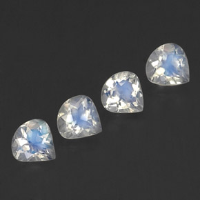 1.52 ctw White Rainbow Moonstone Stones, Natural Rainbow Moonstone in Pear Facet Shape for Sale