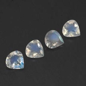 1.15 ctw White Rainbow Moonstone Stones, Natural Rainbow Moonstone in Pear Facet Shape for Sale