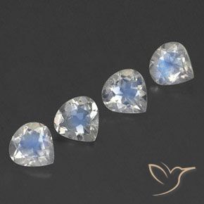 1.54 ctw White Rainbow Moonstone Stones, Natural Rainbow Moonstone in Pear Facet Shape for Sale