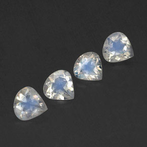 1.35 ctw White Rainbow Moonstone Stones, Natural Rainbow Moonstone in Pear Facet Shape for Sale