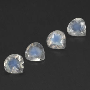 1.33 ctw White Rainbow Moonstone Stones, Natural Rainbow Moonstone in Pear Facet Shape for Sale
