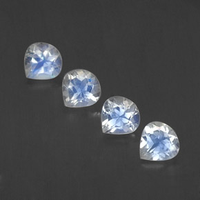 Bluish White Rainbow Moonstone Gem - 0.4ct Pear Facet (ID: 339687)