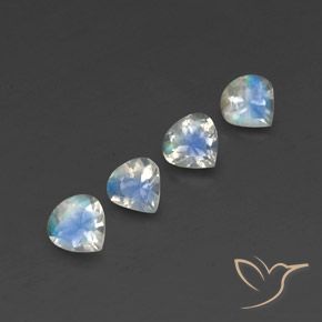1.63 ctw White Rainbow Moonstone Stones, Natural Rainbow Moonstone in Pear Facet Shape for Sale