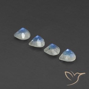 Rainbow Moonstone Gemstones in 5 x 5 mm (calibrated) Size for Sale, Rainbow Moonstone Stones in Bluish White Color