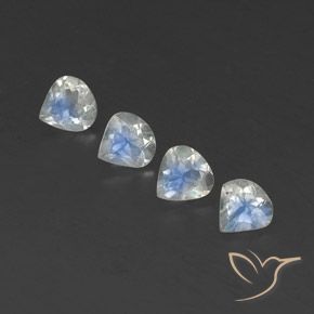1.56 ctw White Rainbow Moonstone Gemstones, Rainbow Moonstone Gems in Pear Facet Shape for Sale.