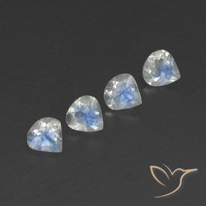 1.56 ctw White Rainbow Moonstone Stones, Natural Rainbow Moonstone in Pear Facet Shape for Sale
