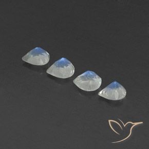 Rainbow Moonstone Gemstones in 5 x 5 mm (calibrated) Size for Sale, Rainbow Moonstone Stones in Bluish White Color