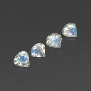 1.44 ctw White Rainbow Moonstone Stones, Natural Rainbow Moonstone in Pear Facet Shape for Sale